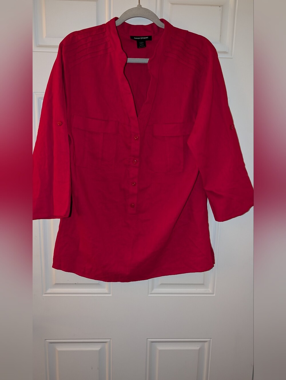 Ashley Stewart Button Front Tunic Red NWOT